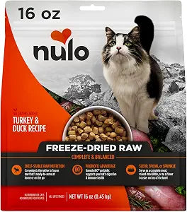 Nulo Freestyle Freeze-Dried Raw, Ultra-Rich Grain-Free Dry Cat Food for All Breeds and Life Stages with BC30 Probiotic for Digestive and Immune Health, Turkey & Duck, 16 Ounce