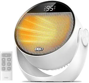 DREO Space Heater 1500W, 60┬░ Adjustable Tilt, 10.5ft/s Portable Electric Heaters for Indoor Use with Thermostat, 8 Safety Protections, 3 Modes, Remote, Quiet Desk Heater for Bedroom, Office, White
