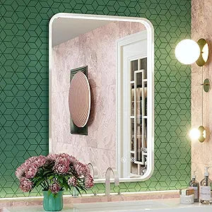 24x36 Inch Silver LED Bathroom Mirror with Lights, Adjustable 3000K/4500K/6000K, Wall Mounted Lighted Bathroom Vanity Mirrors, Dimmable, Anti-Fog, Memory Function, Horizontal/Vertical