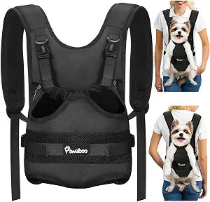 Pawaboo Pet Dog Front Carrier Backpacks, Legs Out Pet Carrier Backpack for Dogs, Adjustable Dog Chest Carriers Purse for Small Medium Dogs Hands Free for Travel Hiking Cycling Camping, M, Black