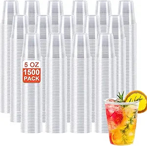 Clawsoff 1500 Pack 5 oz Clear Plastic Cups, Small Bathroom Cup Bulk, Disposable Mouthwash Cup, Cold Party Drinking Cups for Picnics, Ceremonies, Events