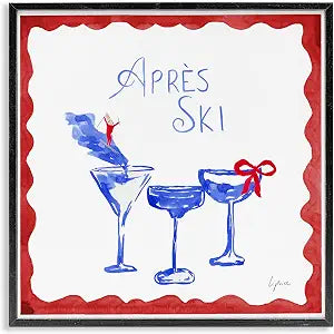 Aprs Ski Cocktail Plaid, 12 x 12 Inch Framed Gicle Print