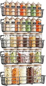 Mystozer Spice Rack Wall Mounted 5 Pack, For Spice Jars & Seasonings,Black