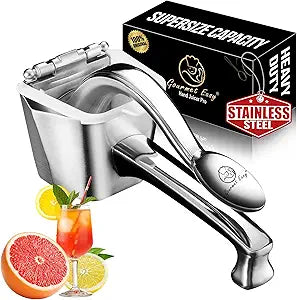 Stainless Steel Lemon Squeezer, Heavy-Duty Orange Juicer, Durable Hand Press Citrus Juicer, Portable Lime Squeezer, Rust-Free, Easy to Clean, Ideal for Kitchen & Bar, 5-Year Warranty