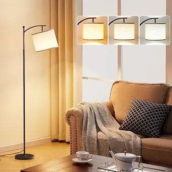 Ambimall 60" Modern Floor Lamp with Beige Shade, 9W LED Bulb