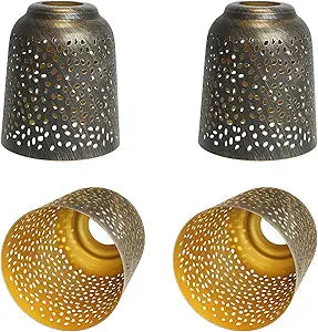 Ceiling fan light covers 4 Pack replacements with 1.6" Fitter, ALUCSET 5.6" Height and 5"Diameter, Metal Bell Shaped light fixture cover Fits pendant light shade Chandeliers Wall Sconces Lights