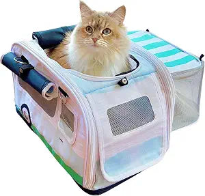 Kittyrama Soft-Sided Airline Approved Cat Carrier with Expandable Hideaway | Escape-Proof SBS Self-Locking Zippers | 22 lb Capacity | Vet Approved | Top & Side Entry | 171111 in
