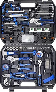 URASISTO 168-Piece Socket Wrench Auto Repair Tool Combination Package Mixed Tool Set Hand Tool Kit with Plastic Toolbox Storage Case