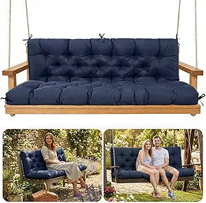 Porch Swing Cushions,Waterproof 2-3 Seater Replacement for Outdoor Furniture,Thickened 4.7 Inches Patio Cushion with Ties& Backrest,Outdoor Bench Cushion for Backyard,Garden,60 x 40 inches