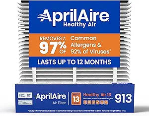 AprilAire 913 Replacement Filter for AprilAire Whole House Air Purifiers - MERV 13, Healthy Home Allergy, 25x20x4 Air Filter (Pack of 1)