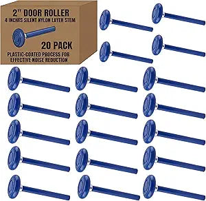 20-Pack 4" Stem Blue Quiet Garage Door Rollers, Sealed End Cap, Fits 2" Track, 7/16" Stem (4.3" Length), Carbon Steel Stem with Nylon Overmold + Reinforced Nylon Wheel, Smooth & Low-Vibration