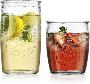 Glaver's Ice Cold Set of 8 Drinking Glasses 4-20 Oz Highball Glasses, and 4-13 Oz Whiskey Glass Cups For Everyday Home Use Water glasses, Beer, Juice, Cocktail.