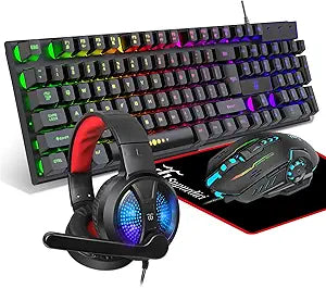 DGG Gaming Keyboard and Mouse, Headphones, Mouse pad Combo for PC Gamers