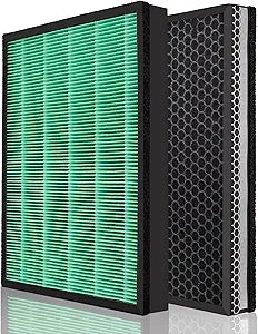 for Coway Airmega 400 400s Max2 True Filter Replacement Set Compatible with Smart Technology App-Enabled Alexa Green and Active Carbon AP-2015-FP Part to 3111737 Filters (2 Pack)