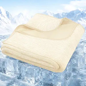 Degrees of Comfort Cooling Blanket for Hot Sleepers Queen Size Instant Cool-Touch PolarEdge Fabric, Lightweight Breathable Summer Blankes for Night Sweats, Beige 90"x90"