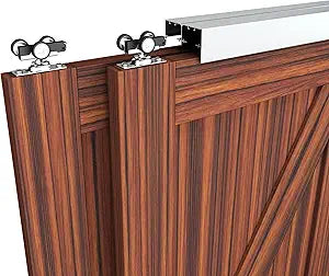 Heavy Duty Double Bypass Sliding Closet Door Track Kit Hardware 72/6FT Aluminium Alloy Track Rail Set,for 2 Door System,Smoothly and Quietly,Silver