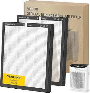 Replacement Filter Compatible with ZXBEER AP380 Air Purifier, 3-IN-1 HEPA and High-Efficiency Activated Carbon Filter for Home,2 Pack, Official