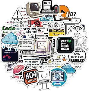 50 Pack Funny Computer Stickers Tech Laptop Decals for Programmers