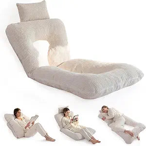 HIGOGOGO Reading Pillow, Back Pillow for Sitting in Bed and Couch, Gaming Pillow for Adults, Sit Up Support for Bed, Beige