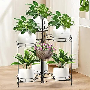 DiiKoo Heavy Duty Metal Plant Stand, Indoor Outdoor Plant Shelf & Rack - 6 Tiers 7 Pots, Plant Holder for Plants/Flowers/Planters, for Living Room Home Corner Patio & Garden