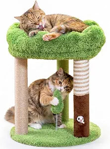 WOOCHPET 20 Inch Small Cat Tree for Indoor Cats and Kittens, Cat Tower with 3 Sisal Scratching Posts, Removable Washable Perch Bed, Hanging Toy Ball, Compact Cat Condo for Small Spaces