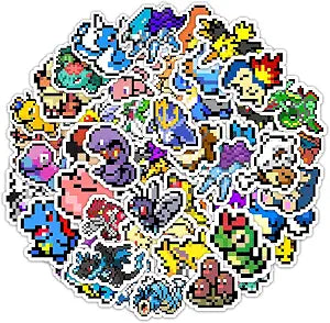 Pounchi Retro Pixel Anime Stickers (50 Pcs Large Size)