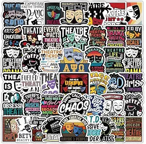 104Pcs Theater Stickers,Aesthetic Waterproof Vinyl Theatre Stickers for Water Bottle,Laptop,Phone,Skateboard Theatre Gifts for Teens Girls Kids