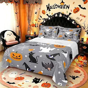 Erosebridal Gothic Spooky Pumpkin Bed Sheets Set,Sheet Set Full Size