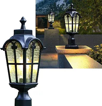 Outdoor Post Lights Fixture Anti-Rust Lamp Post Light Fixture Waterproof Exterior Pole Light Outside Pole Lighting for Yard Pathway Driveway Fence - 2 Pack