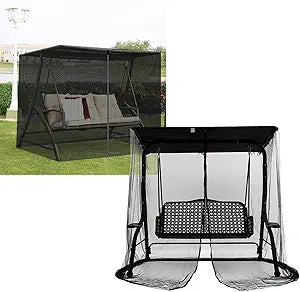 Patio Netting Screen for Porch, Mosquito Netting for Patio Mosquito Net for Chair Very Fine Mesh Double Sided Zipper Strap Patio Swing Net Outdoor, 3 Seater 125x185x205cm