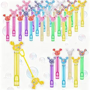 24Pcs Gold Glitter Mini Bubble Wands Bulk, Colorful Party Favors