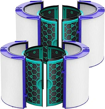 Bagean 360 Combi Glass HEPA Filters Compatible with Dyson Air Purifier Filter HP04 TP04 Pure Cool Hot Fan Dyson Filter Replacement - H13 True HEPA and Activated Carbon Purifies 99.97% Particles (2-Pk)