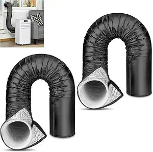 2 Packs Upgraded Portable AC Hose Insulation Sleeve, 3 Layers Insulated Air Conditioner Hose Cover Wrap with Aluminum Foil, Reduce Heat & Improve Cooling Efficiency, Fits 5" & 5.9" Exhaust Hose, Black