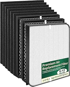9-Pack AD3000/AD3500 Replacement Filter Compatible with Air Doctor AD3000 3500 3000Pro, 3000M Air Purifi-er, Include 1 Main Filter + 2 Carbon Filters + 6 Pre-Filters