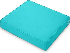 DoubleFill 1 Pcs Outdoor Ottoman Cushion 23"x19"x3" Waterproof Fade Resistant Outdoor Footstools Cushion Removable Patio Ottoman Cushions with Adjustable Fixing Strap for Stool (Lake Blue)