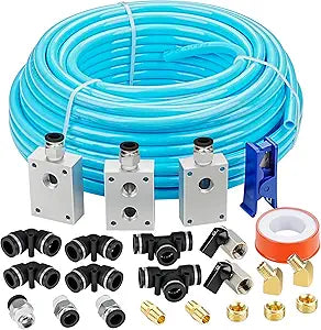1/2OD Compressed Air Piping System and Shop Air Line Kit with 100ft TPEE Tubing 3/8ID, 27-Piece Air Push to Connect Kit