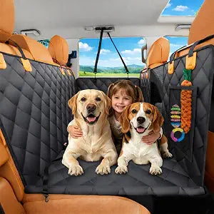 Dog Car Seat Cover for Back Seat with Removable Hard Bottom Board, Back Seat Extender for Dogs, 600D Waterproof Dog Hammock for Car SUV, Anti-Sag Support for Large Dogs, Universal Fit