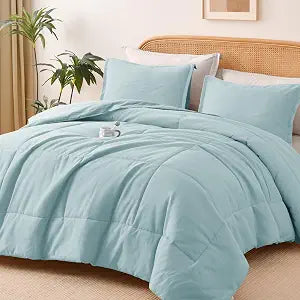 Shatex Twin Comorter Set 2pcs, Soft Twin Comforter for All Season, Cozy Home Decor, Machine Washable, Light Blue
