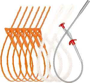 Drain Hair Remover(6pcs), Drain Snake Clog Remover(1pcs) Cleaning Brushes(2pcs) Tool Set For Toilet, Kitchen Sink, Bathroom Tub, Sewer, (6+2+1)
