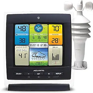 AcuRite Notos (3-in-1) Weather Station for Indoor/Outdoor Temperature, Humidity, and Wind Speed (00589M), 1.5, Full Color