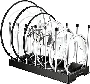 Lifewit Pot Lids Organizer Inside Cabinet, Pan Organizer with 7 Dividers