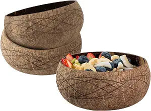 Restaurantware Handmade Coconut Bowls 1 Count 21.18 Oz Handmade Carved Bowl Unique Design, Natural Material Tan Reusable Freezer-Friendly Sustainable Dining Tropical Serving