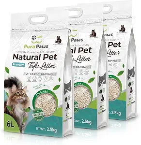 Tofu Cat Litter |100% Natural, Ultra Absorbent, Clumping, Flushable & Eco-Friendly with Low Tracking, Odor Control, and Dust-Free Formula 16.5lbs(3 x 2.5kg)
