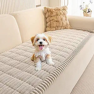 MEETSKY Dog Couch Cover, Non Slip Couch Covers for 3 Cushion Sofa Pet Friendly, Washable Soft Sofa Slipcovers Furniture Protector, Oatmeal, Dog Mat for Couches, 27.6" x 70.9"