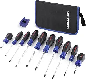 WORKPRO 10-Piece Magnetic Screwdriver Set with Pouch, Blue