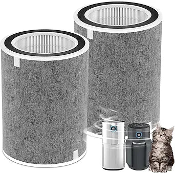 HP302 HP201 Replacement Filter Compatible with Shark Air Purifier MAX HP201 HP202 HP232 HP301 HP302 HC502, Part # HE2FKBAS, HE2FKBASMB, 2 Pack Replacement Filter Hepa for 99.97% particles & Dust