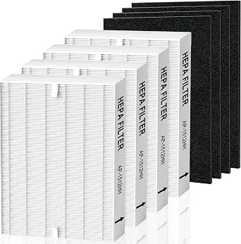 8 Pack AP-1512HH Replacement Filter for Coway Airmega AP-1512HH and Airmega 200M Air Purifier, AP-1512HH, AP-1512HH-FP, AP-1518R, AP-1519P, Compared to Part #3304899 (4 HEPA Filter & 4 Carbon Filter)