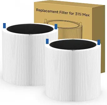 2 Packs 311i MAX Replacement Filter Compatible with Blue Pure 311i Max Air Purifier,Main Filter & Activated Carbon Filter- F3MAX Filter, White
