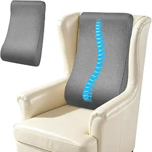 JZHLLA Recliner Neck and Lumbar Support Cushion for Recliner Couch & Glider Chair, Ergonomic S-Shaped Backrest Pillow, Breathable Cotton-Linen Foam, Non-Slip Backing, Removable Cover(Grey)