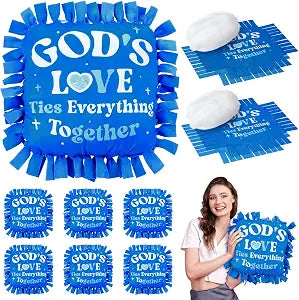 Chunful 6 Sets Religious God's Love Tied Pillow Craft Kit 2026 VBS Crafts DIY Pillows Christian Gifts for 2026 Vacation Bible School Party Favors Giveaways